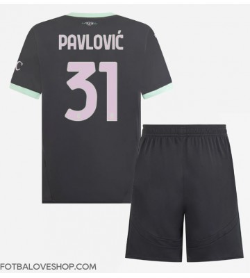AC Milan Strahinja Pavlovic #31 Dětské Alternativní Dres 2024-25 Krátký Rukáv (+ trenýrky)